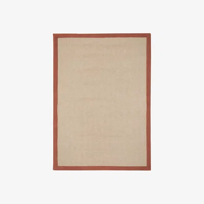 Homebase Jute Herringbone Rug with Terracotta Border - 200x290cm
