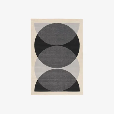 Homebase Retro Circle Rug - Monochrome - 120x170cm