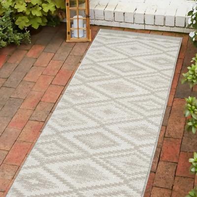 Homebase Recycled Diamond Rug - Grey - 60x230cm