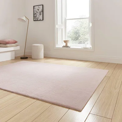 Homebase Mae Luxury Faux Fur Rug - Blush - 80x150cm