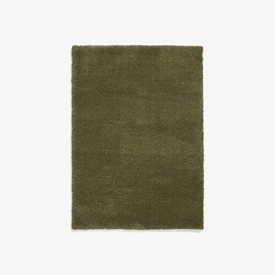 Homebase Ozzy Plain Shaggy Rug - Olive - 80x150cm