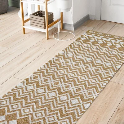 Homebase Recycled Cotton Tribal Rug - Ochre - 60x180cm