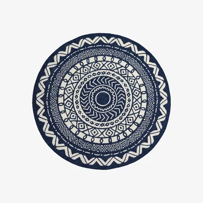Homebase County Circle Indoor/Outdoor Rug - Navy - 133cm