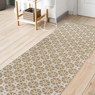 Homebase Recycled Cotton Starburst Rug - Ochre - 60x180cm