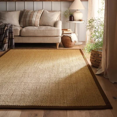 Hug Rug Sisal Natural with Dark Brown Border Rug
