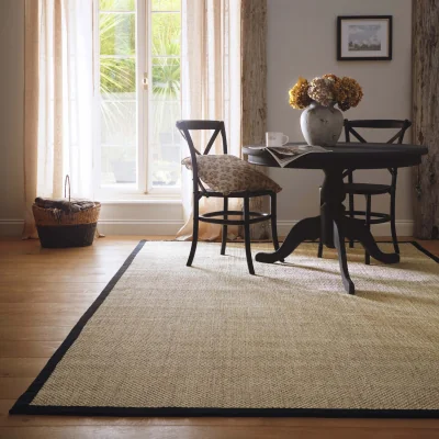 Hug Rug Sisal Light Beige with Black Border Rug
