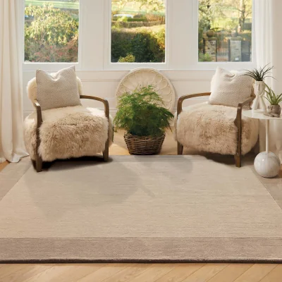 Hug Rug Borders Wool Rug Natural