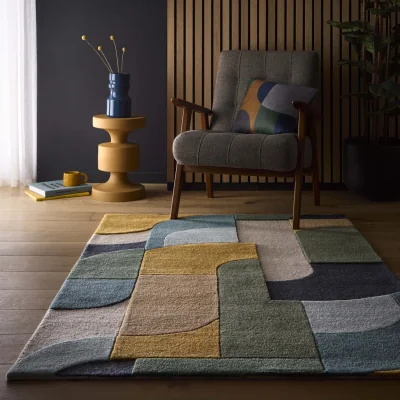 Hug Rug Retro Deco Rug Blue