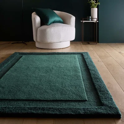 Hug Rug Stacked Borders Dark Green Rug
