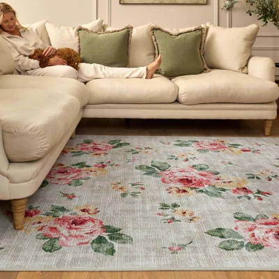 Hug Rug Vintage Rose Natural Eco-Washable Rug