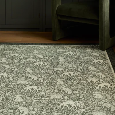 Hug Rug Whimsical Woodland Green Eco-Washable Rug