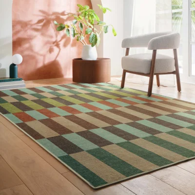 Hug Rug Modular Stripe Earth Eco-Washable Rug