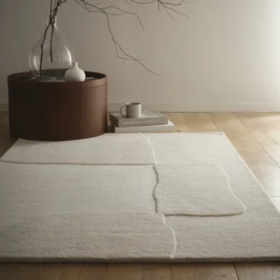 Hug Rug Sculptured Wool Rug Boulder Cream