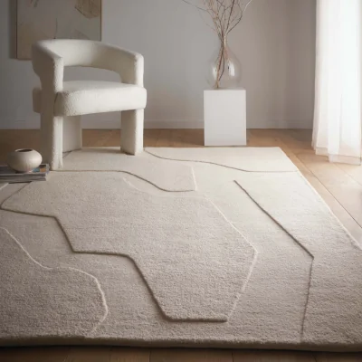 Hug Rug Sculptured Wool Rug Formation Cream