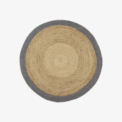 Hug Rug Jute Border Rug Grey Circle