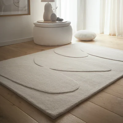 Hug Rug Sculptured Wool Rug Pebble Oatmeal