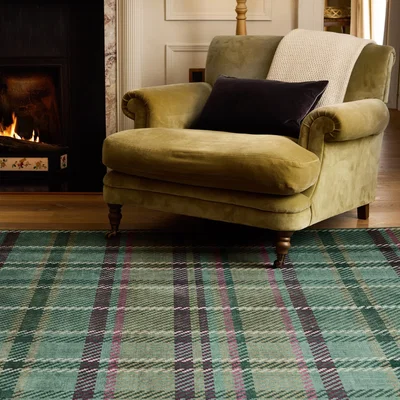 Hug Rug Isla Plaid Emerald Eco-Washable Rug