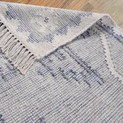 Industville Vyne Hand Woven Wool Rug - Ivory & Blue