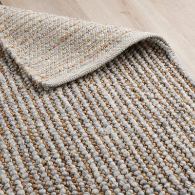 Industville Fara Hand Woven Jute & Wool Rug - Natural & Grey