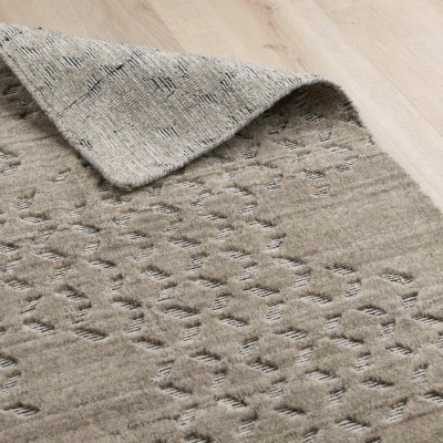 Industville Ayr Hand Loom Wool Rug - Natural