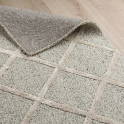 Industville Ratho Hand Tufted Wool Rug - Grey & Cream