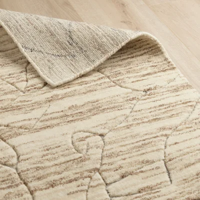 Industville Drift Hand Loom Wool Rug - Cream & Brown