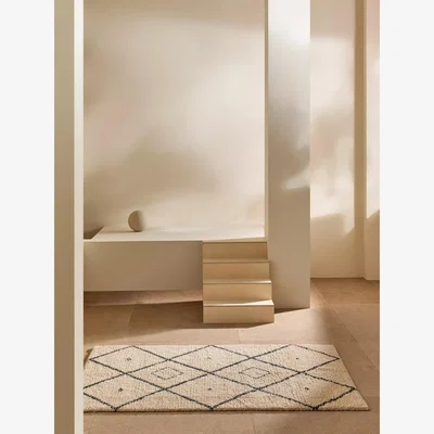 John Lewis MADE Mona Geometric Diamond Rug, White/Black, L230 x W160 cm