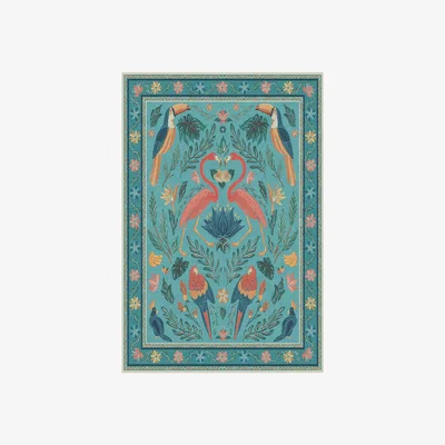 John Lewis Ruggable Iris Apfel Birds of a Feather Rug, Aqua