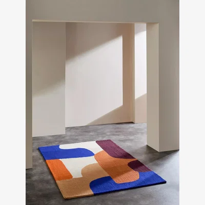 John Lewis MADE Stevie Bold Abstract Loop Wool Rug, Orange/Blue