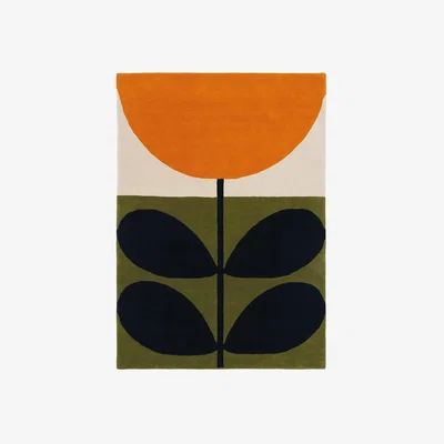 John Lewis Orla Kiely Sunflower Orange Rug, L230 x W160 cm