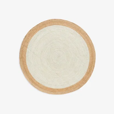 John Lewis John Lewis & Partners Jute Framed Rug, Ivory, Dia. 200 cm