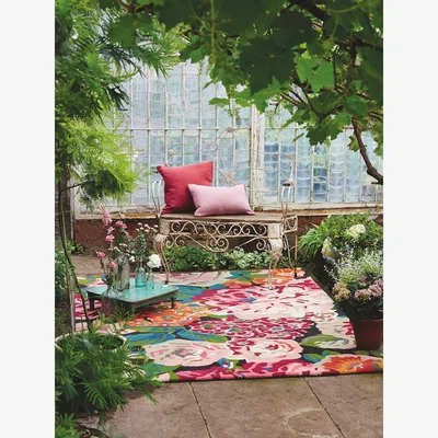 John Lewis Sanderson Rose & Peony Rug, Cerise