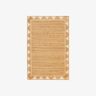 John Lewis John Lewis Hand Woven Scalloped Jute Rug, Neutral, L180 x W120 cm