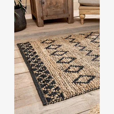 John Lewis Nkuku Ambara Jute Rug, Black/Neutral