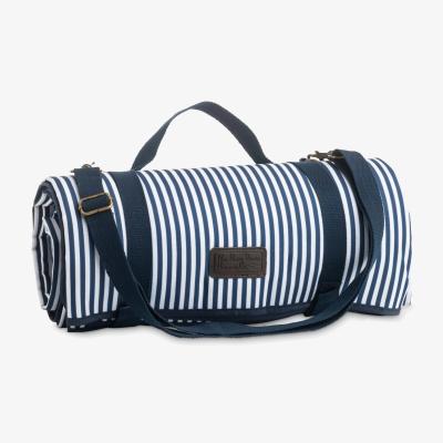 John Lewis Navigate Three Rivers XL Striped Picnic Rug, Navy