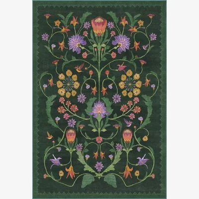 John Lewis Ruggable Iris Apfel Protea Rug, Forest Green