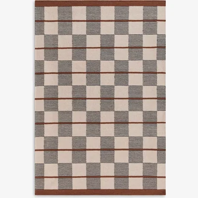 John Lewis John Lewis Betula Checkerboard Rug, L240 x W170 cm, Orange/Multi