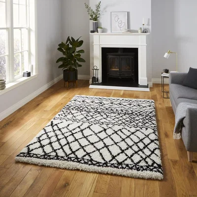 Knees Think Rugs Scandi Berber G274 White/Black - 120 x 170 Rug