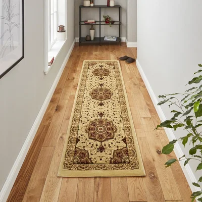 Knees Think Rugs Heritage 4400 Cream/Red - 67 x 240 Rug