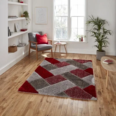 Knees Think Rugs Olympia 2239 Grey/Red  -  80cm x 150cm Rug