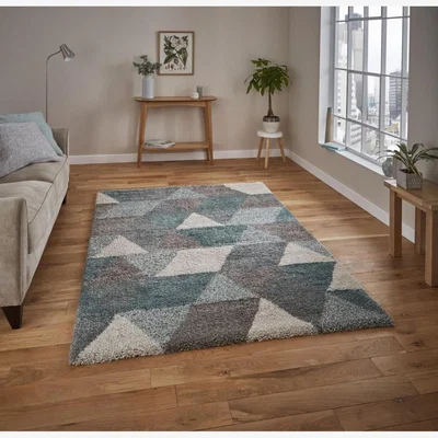 Knees Think Rugs Royal Nomadic 7611 Grey/Teal - 120 x 170 Rug