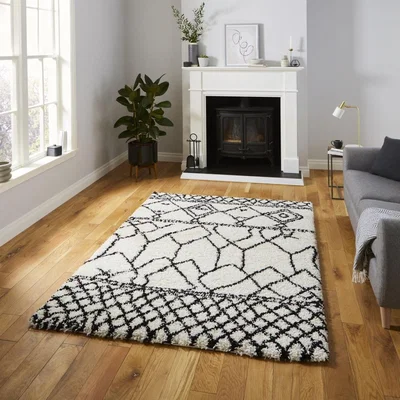 Knees Think Rugs Scandi Berber G276 Black/White  -  120cm x 170cm Rug