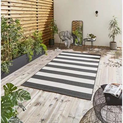 Knees Think Rugs Santa Monica 48644 Black/White - 120 x 170 Rug