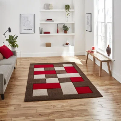 Knees Think Rugs Brooklyn BRK04 Brown/Red - 60 x 230 Rug