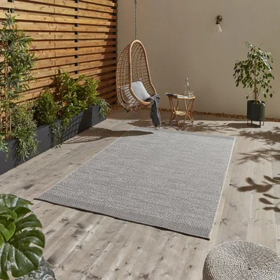 Knees Think Rugs Stitch 9682 Silver/Black  -  120cm x 170cm Rug