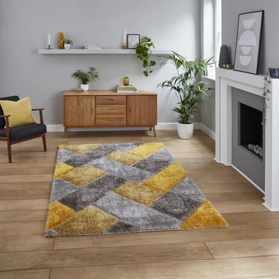 Knees Think Rugs Olympia 2239 Grey/Yellow - 120 x 170 Rug