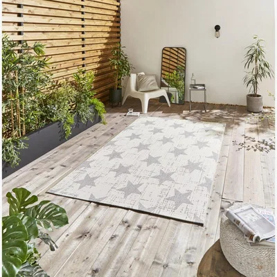 Knees Think Rugs Santa Monica 48648 Cream/Grey  -  120cm x 170cm Rug