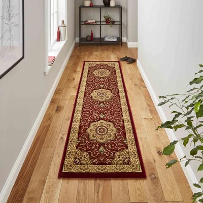 Knees Think Rugs Heritage 4400 Red  -  67cm x 240cm Rug