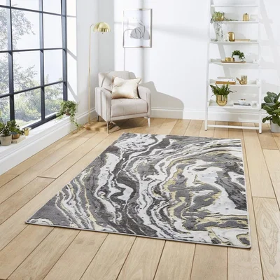 Knees Think Rugs Apollo GR584 Grey/Gold  -  120cm x 170cm Rug