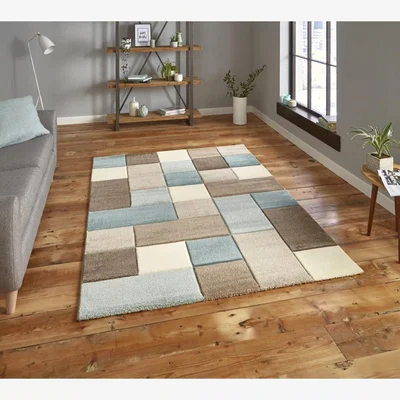 Knees Think Rugs Brooklyn 646 Beige/Blue  -  120cm x 170cm Rug